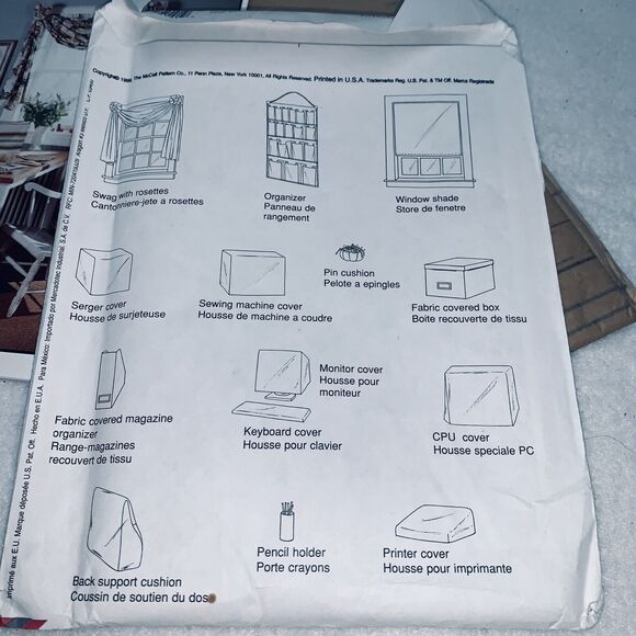McCall's Pattern 2514 Home Decor Creative Office Organizers Covers Window Shade - Picture 3 of 6
